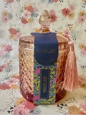 Rachel Zoe Pink Glass Jar Candle- Botanical Retreat